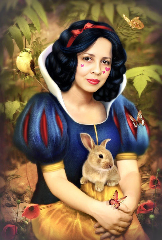 Custom Snow White Portrait | Personalized Fairytale Artwork Gift for girls