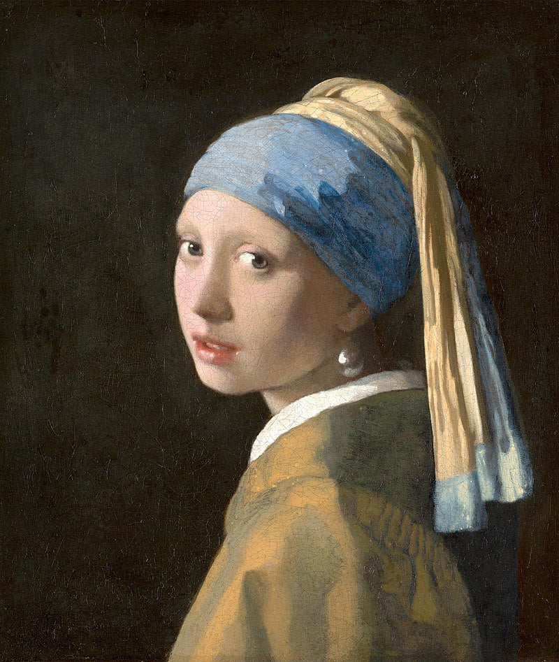 Custom 'Girl with a Pearl Earring' Style Portrait featuring a face-swapped version of Vermeer’s classic painting, perfect for personalized artwork gifts or home decor.