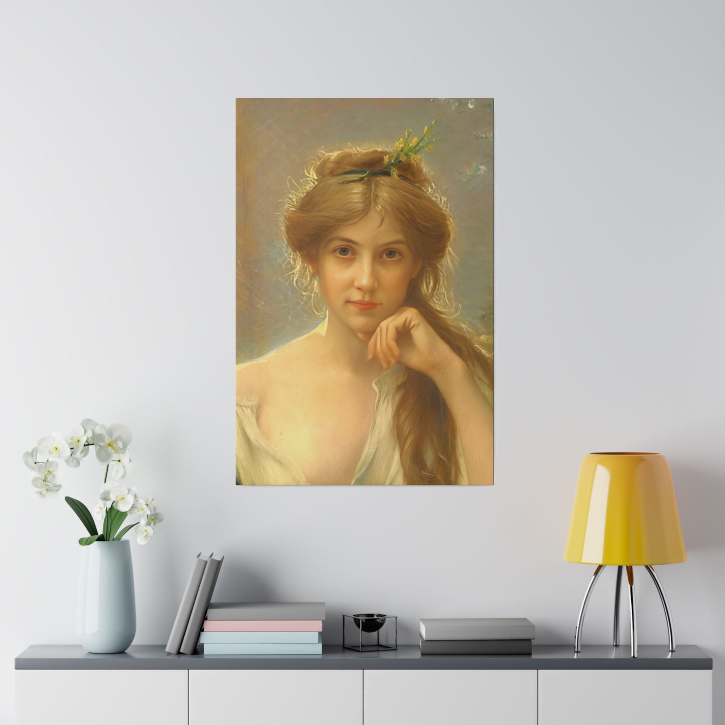 Custom Renaissance-inspired portrait of a young woman with soft lighting, designed to capture the elegance of classical art.