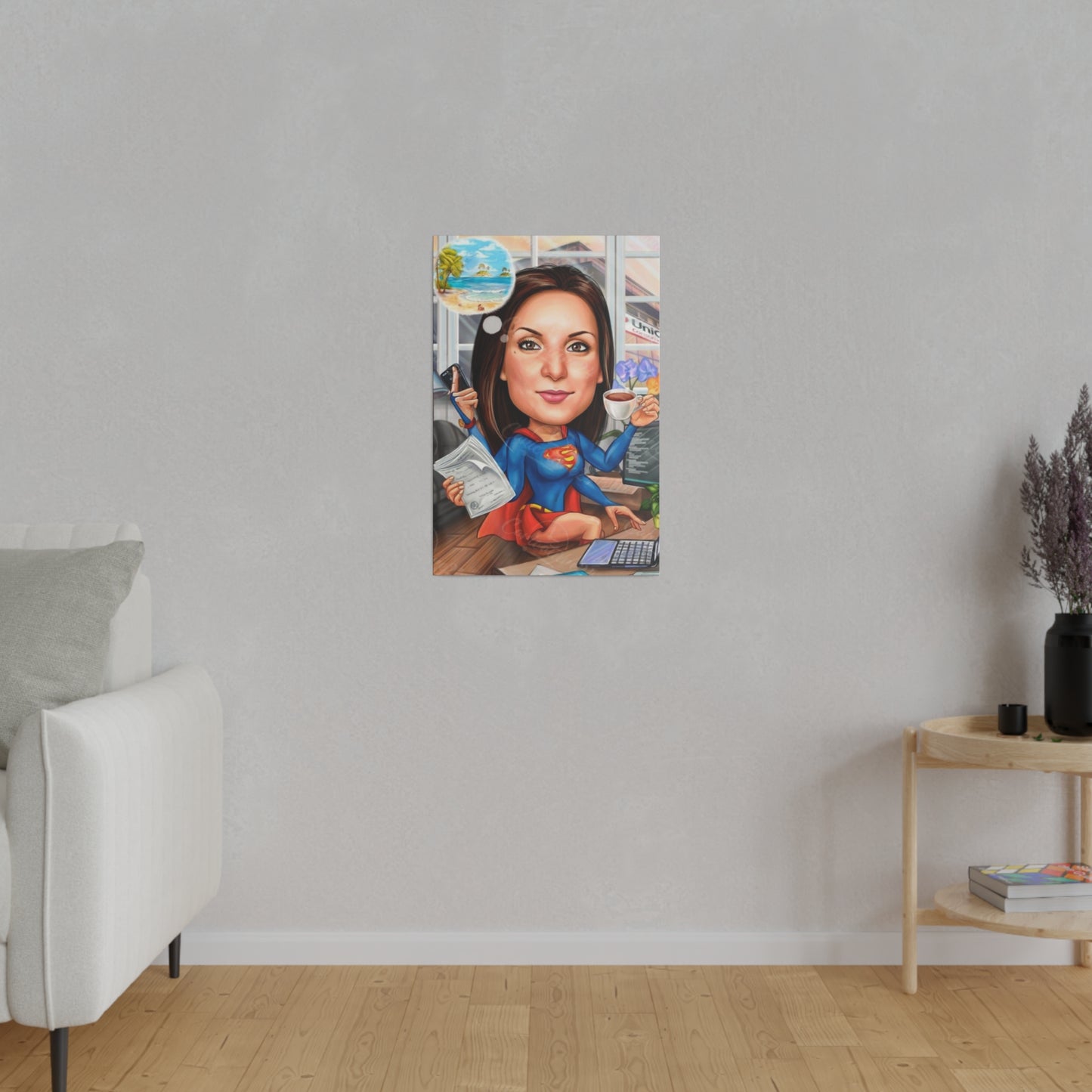 Custom Superwoman Portrait | Personalized Superheroine Artwork Gift