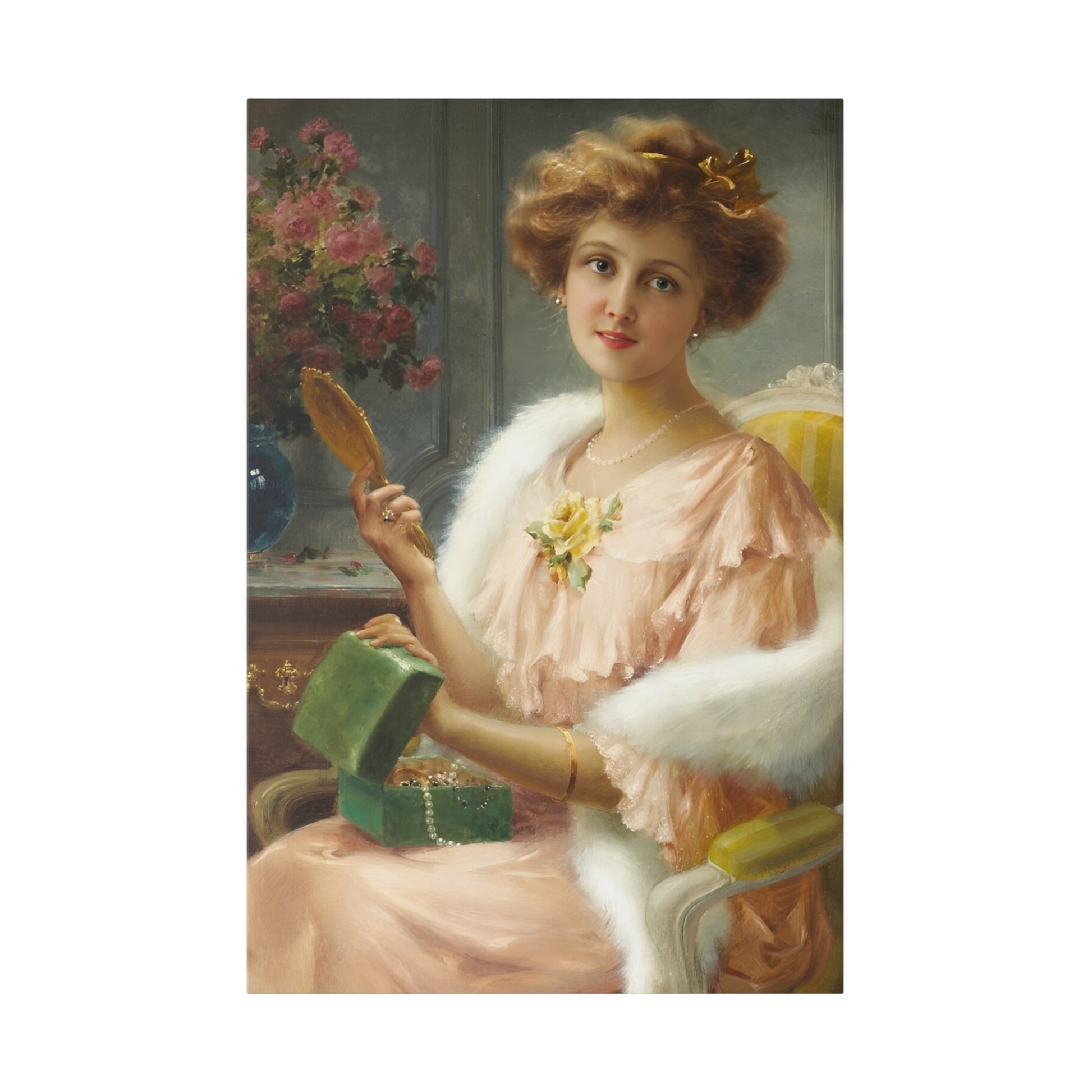 Custom Vintage Portrait featuring a woman dressed in classical attire, reflecting the timeless elegance and charm of a bygone era.