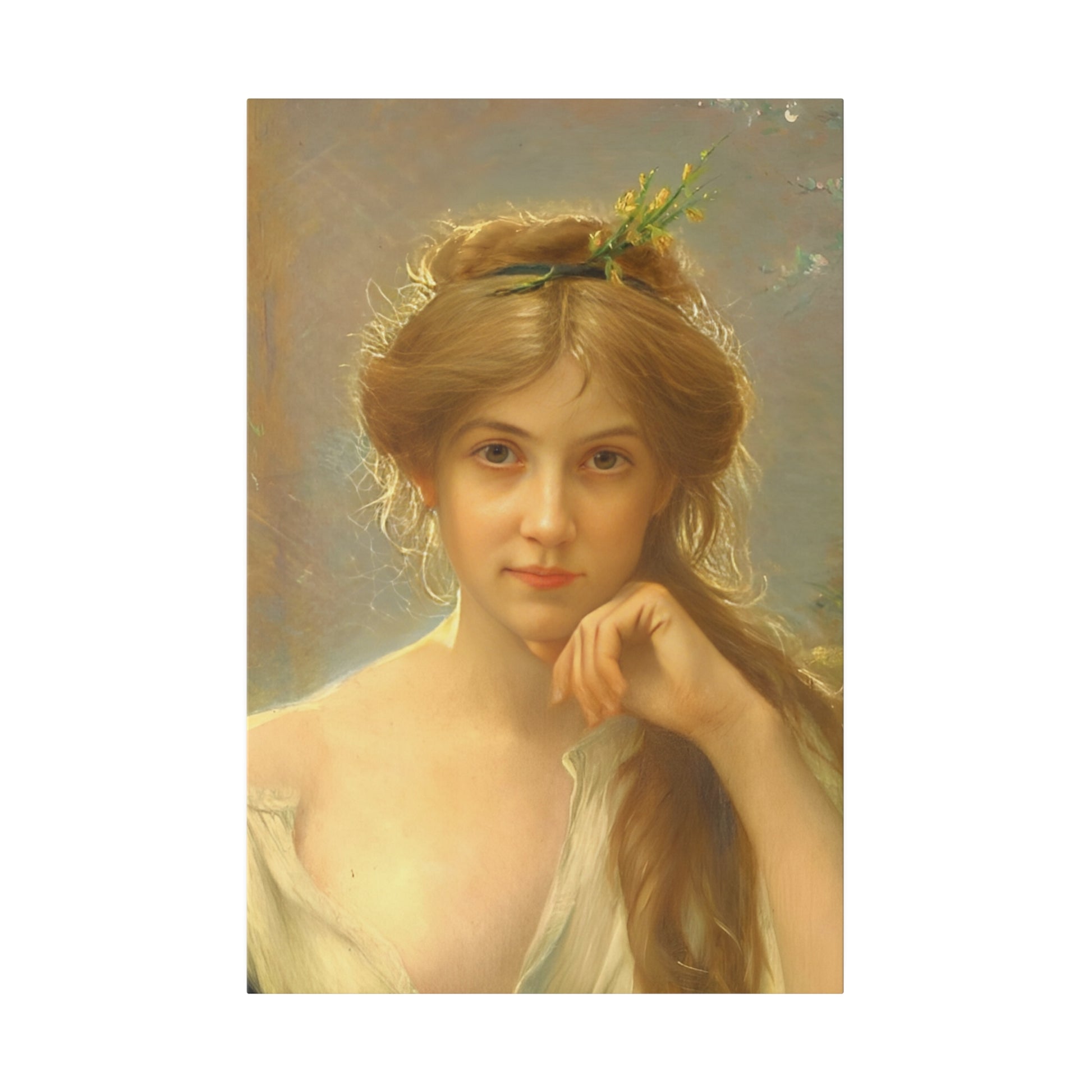 Custom Renaissance-inspired portrait of a young woman with soft lighting, designed to capture the elegance of classical art.