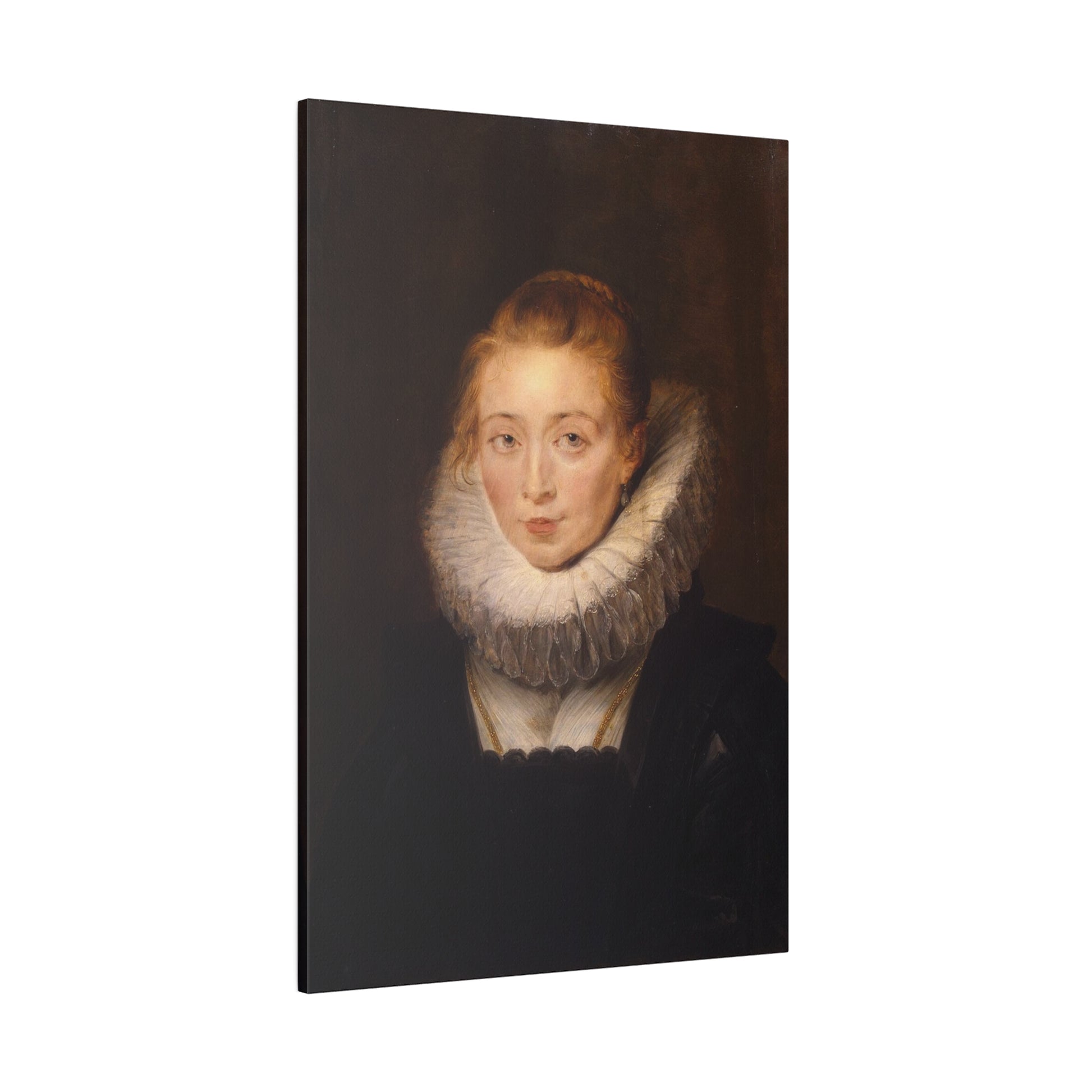 Custom Renaissance Portrait of a woman in a historical European setting, featuring a regal lace collar and classic aristocratic attire.