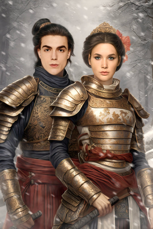 Custom Medieval Warrior Couple Portrait