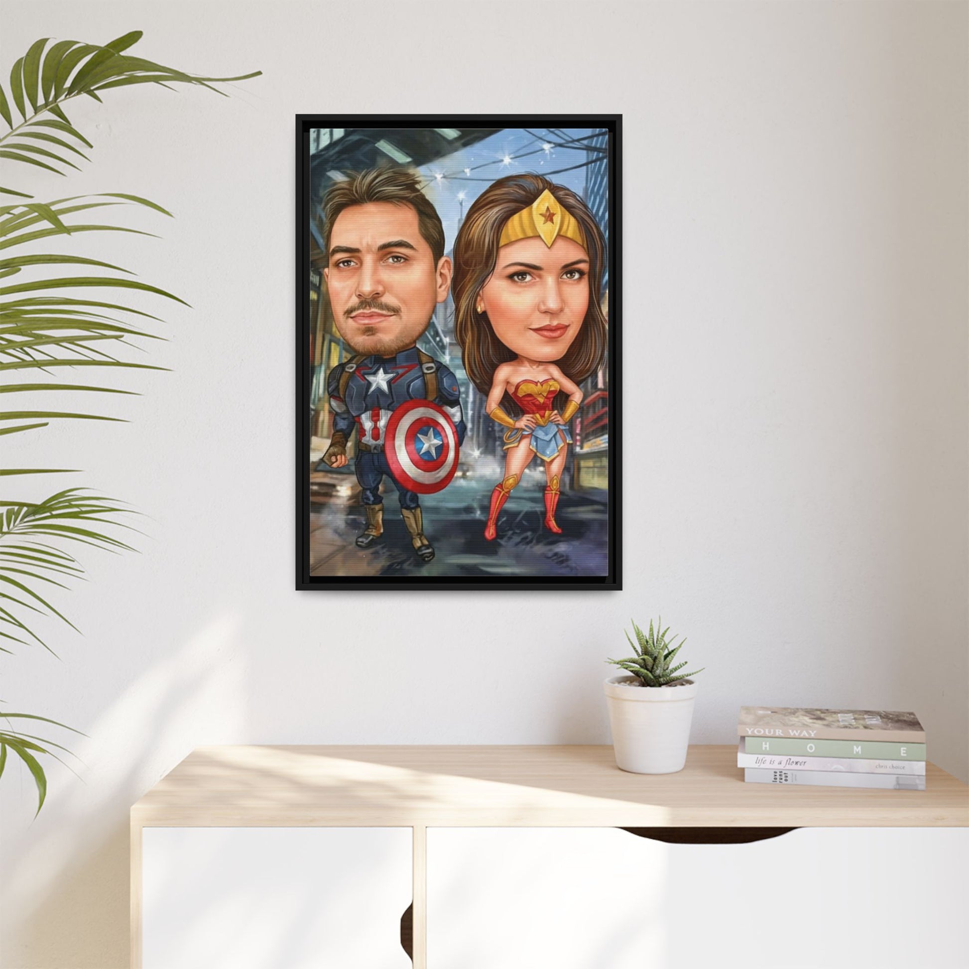 Custom Superhero Couple Portrait | Personalized Superhero Artwork Gift