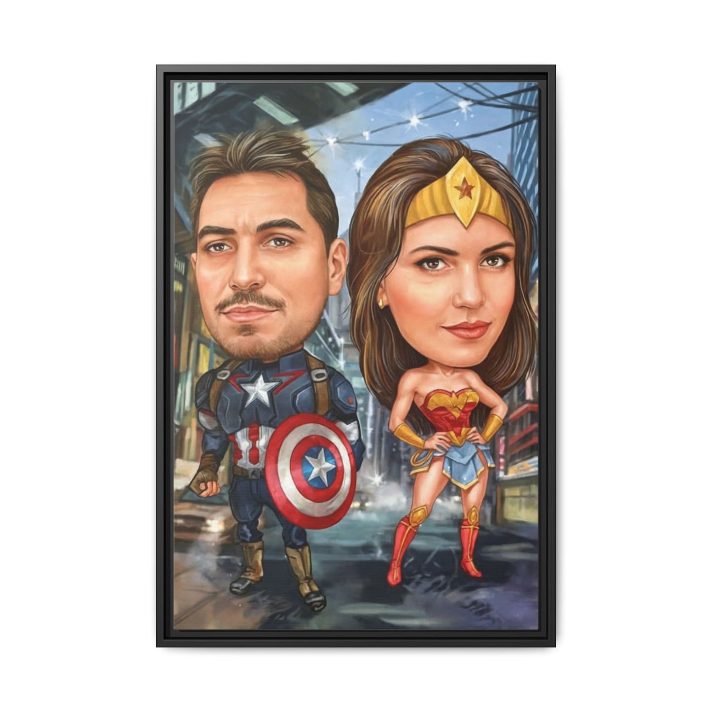 Custom Superhero Couple Portrait | Personalized Superhero Artwork Gift